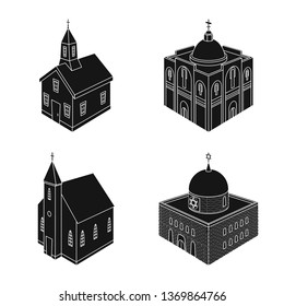 Vector illustration of parish and faith sign. Collection of parish and building stock vector illustration.