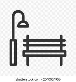 Vector illustration of Park bench icon in dark color and transparent background(png).