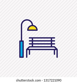 Vector illustration of park icon colored line. Beautiful infrastructure element also can be used as bench with streetlight icon element.