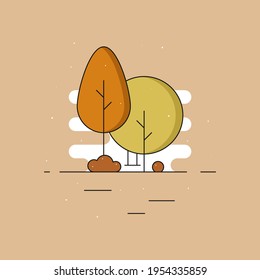 vector illustration of park with tree and swing