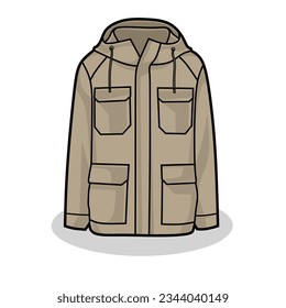 Vector Illustration of Parka Jacket with White Background