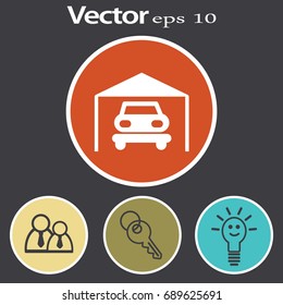 Icono de la ilustración vectorial del garaje de estacionamiento