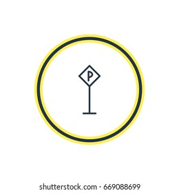 Vector Illustration Of Parking Outline. Beautiful Public Element Also Can Be Used As Road Sign Element.