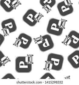Vector illustration of a parking zone. Parking sign and car icon seamless pattern on a white background.