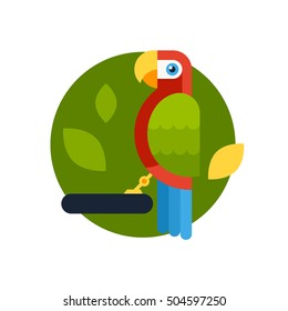 Vector illustration of a parrot ara made in flat style. Cartoon character.