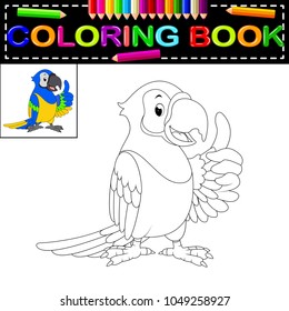 vector illustration of parrot coloring book