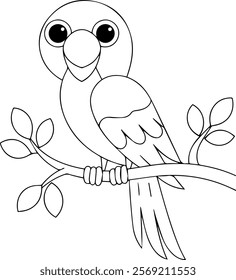 vector illustration a parrot for coloring book. Coloring book for children.