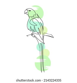Vector illustration of a parrot in line art style