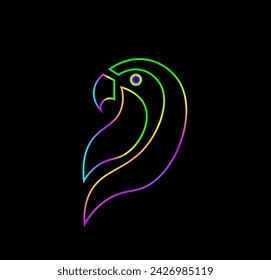 Vector illustration of parrot silhouette on black background