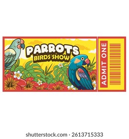 Vector Illustration of Parrot with Simple Illustration Available for Ticket