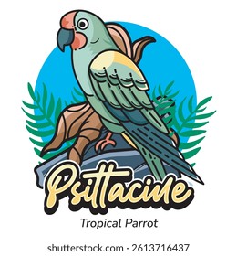 Vector Illustration of Parrot with Simple Illustration Available for Tshirt Design