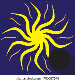 Vector illustration of a partial solar eclipse. The sun is about to be closed by the moon, which casts a shadow. The symbol can be used for printing or as an illustrative picture