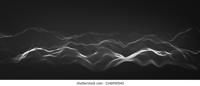 Vector illustration of a particle. Abstract waves of the current.