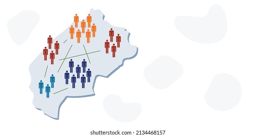 ilustración vectorial de determinados distritos y poblaciones debido a la crisis migratoria y a las comunidades locales