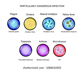 vector illustration of particularly dangerous infections. microorganisms