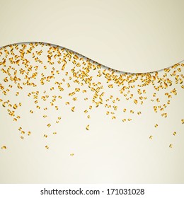 Vector Illustration of a Party Background with Golden Confetti