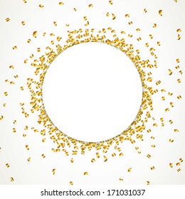Vector Illustration of a Party Background with Golden Confetti