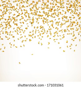 Vector Illustration of a Party Background with Golden Confetti