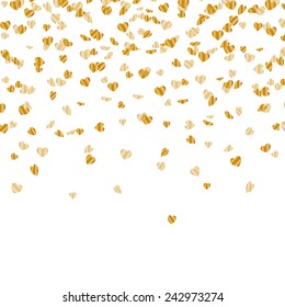 Vector Illustration of a Party Background with Golden Heart Confetti
