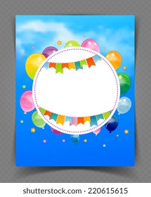 Vector illustration of Party banner with flags and ballons