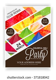 Vector illustration of a party banner for Indian Festival Holi celebration.
