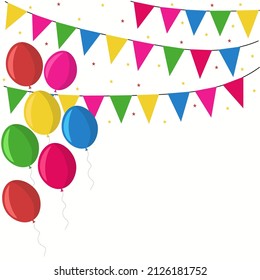 Vektorgrafik von Parteibannern mit Flaggen und Ballons