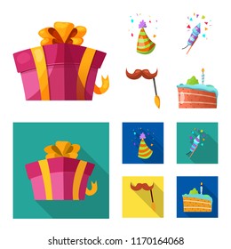 Vector illustration of party and birthday icon. Set of party and celebration stock vector illustration.