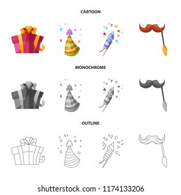 Vector illustration of party and birthday icon. Collection of party and celebration stock symbol for web.
