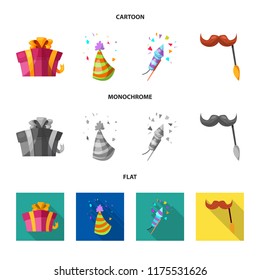 Vector illustration of party and birthday icon. Set of party and celebration stock symbol for web.