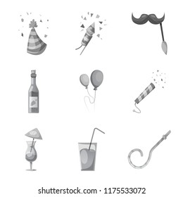 Vector illustration of party and birthday icon. Collection of party and celebration stock vector illustration.