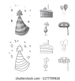 Vector illustration of party and birthday icon. Collection of party and celebration stock symbol for web.