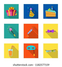 Vector illustration of party and birthday icon. Collection of party and celebration stock symbol for web.