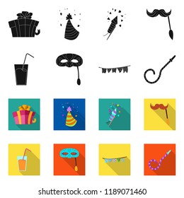 Vector illustration of party and birthday icon. Set of party and celebration stock vector illustration.
