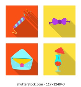 Vector illustration of party and birthday icon. Collection of party and celebration vector icon for stock.