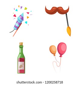 Vector illustration of party and birthday icon. Collection of party and celebration stock vector illustration.