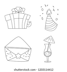 Vector illustration of party and birthday icon. Collection of party and celebration stock symbol for web.