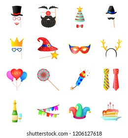 Vector illustration of party and birthday icon. Set of party and celebration vector icon for stock.