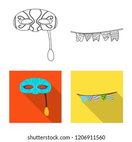 Vector illustration of party and birthday icon. Set of party and celebration vector icon for stock.