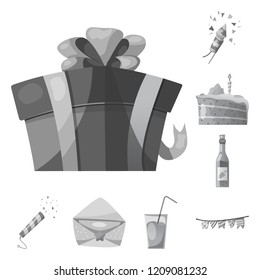 Vector illustration of party and birthday icon. Collection of party and celebration vector icon for stock.