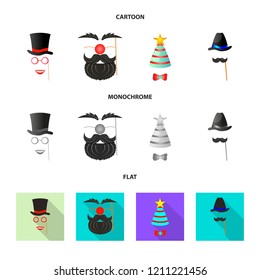 Vector illustration of party and birthday icon. Set of party and celebration vector icon for stock.