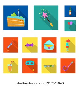 Vector illustration of party and birthday icon. Set of party and celebration stock vector illustration.