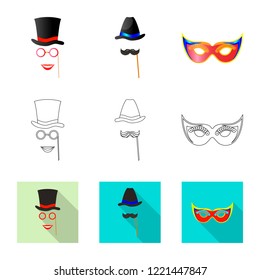 Vector illustration of party and birthday icon. Collection of party and celebration vector icon for stock.