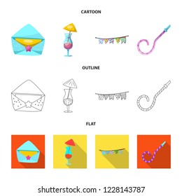 Vector illustration of party and birthday icon. Collection of party and celebration stock symbol for web.