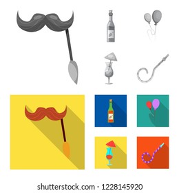 Vector illustration of party and birthday icon. Collection of party and celebration vector icon for stock.