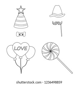 Vector illustration of party and birthday icon. Set of party and celebration stock symbol for web.