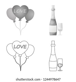 Vector illustration of party and birthday icon. Set of party and celebration stock vector illustration.