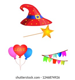 Vector illustration of party and birthday icon. Set of party and celebration stock symbol for web.