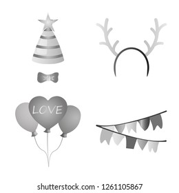 Vector illustration of party and birthday icon. Set of party and celebration stock symbol for web.