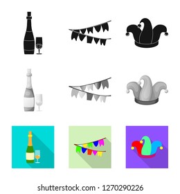 Vector illustration of party and birthday icon. Set of party and celebration vector icon for stock.