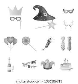 Vector illustration of party and birthday icon. Collection of party and celebration vector icon for stock.